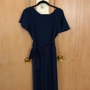 Nicole Miller Studio Navy Wide Leg Jumpsuit with Sash